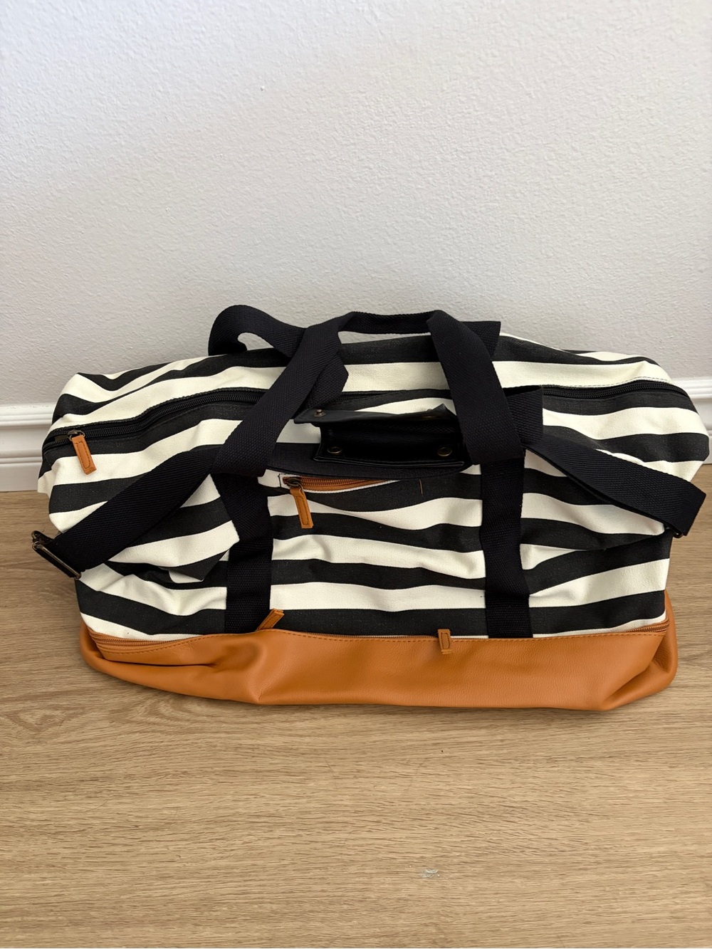Striped Canvas Weekender Bag